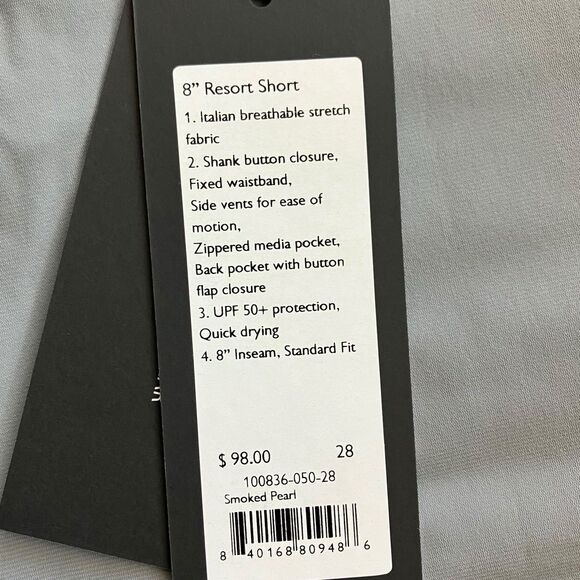 Rhone Shorts Mens 28 Grey Resort Smoked Pearl Stretch Italian Quick Dry UPF 50 - Picture 3 of 10